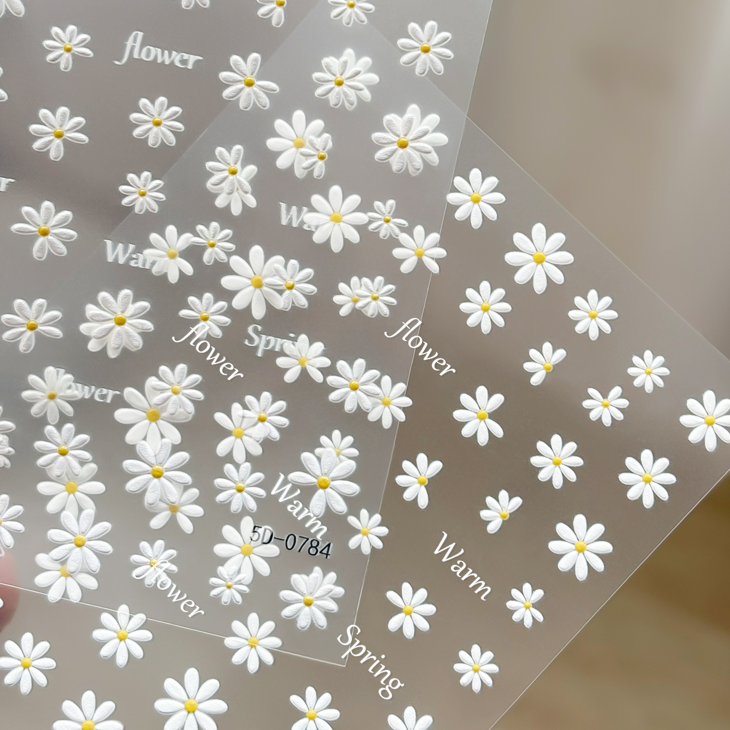 1Pcs 5D Embossed Summer Daisy  - Nail Art Simple Elegant 评论和价格
