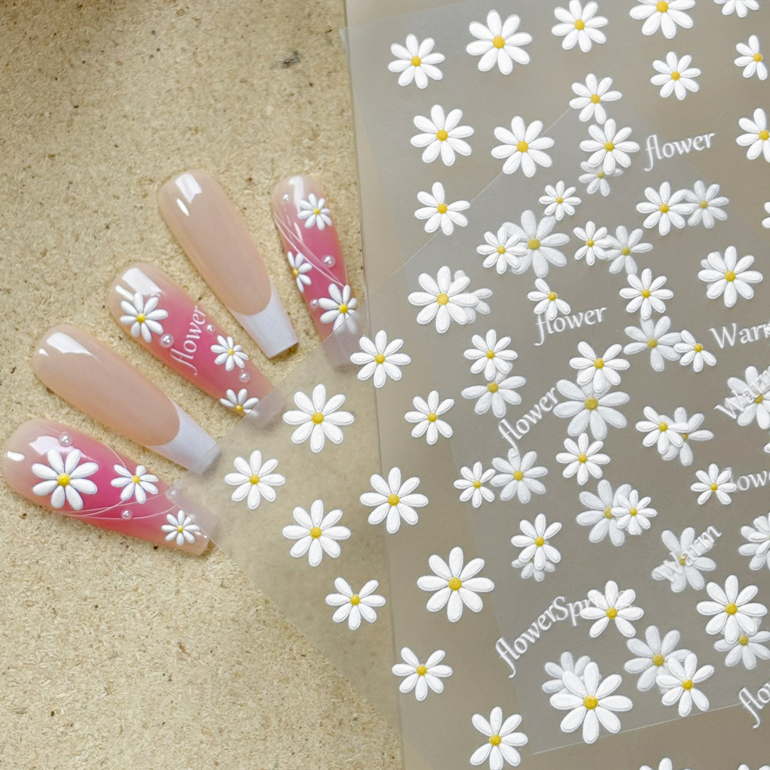 1Pcs 5D Embossed Summer Daisy  - Nail Art Simple Elegant 评论和价格