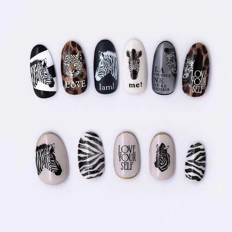 1 sheet Lion Zebra Nail Sticke - Nail Art Zebra 评论和价格