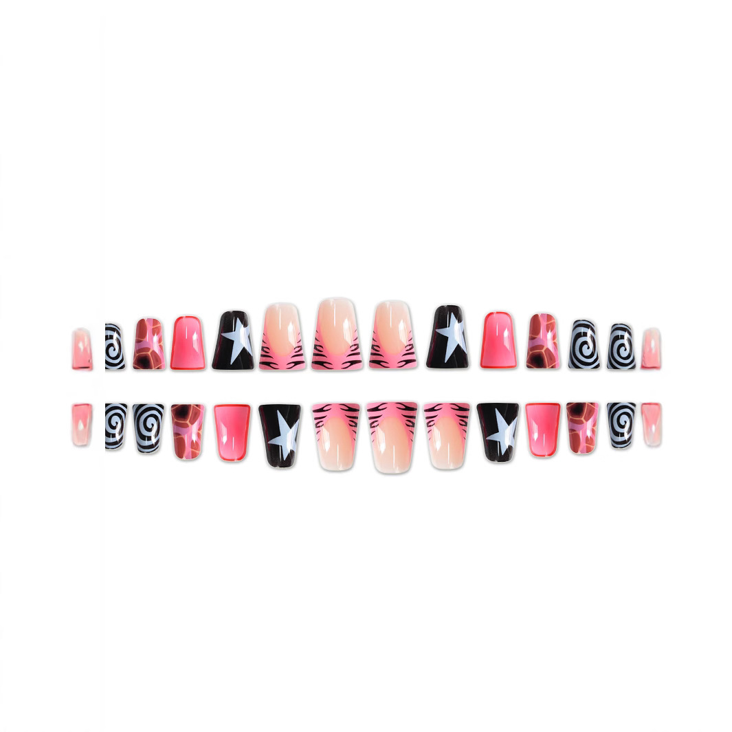 24PCS Pink Black Duckbill Pres - Nail Art Zebra 评论和价格