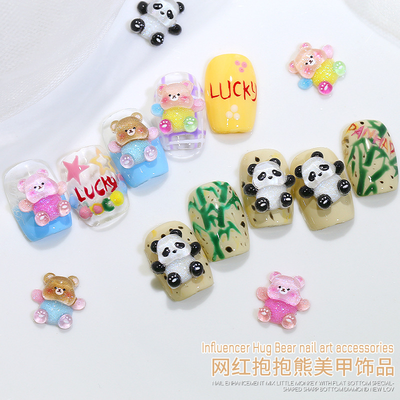20PCS Kawaii Black White Panda - Nail Art Lotso 评论和价格