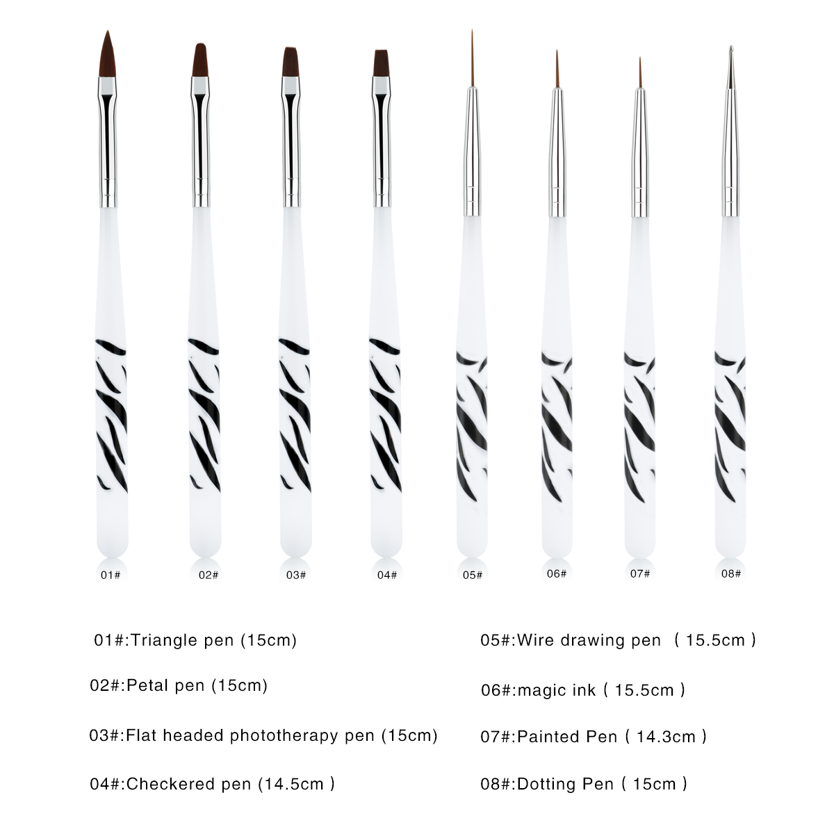 Zebra Handle Nail Brush Set Fo - Nail Art Zebra 评论和价格