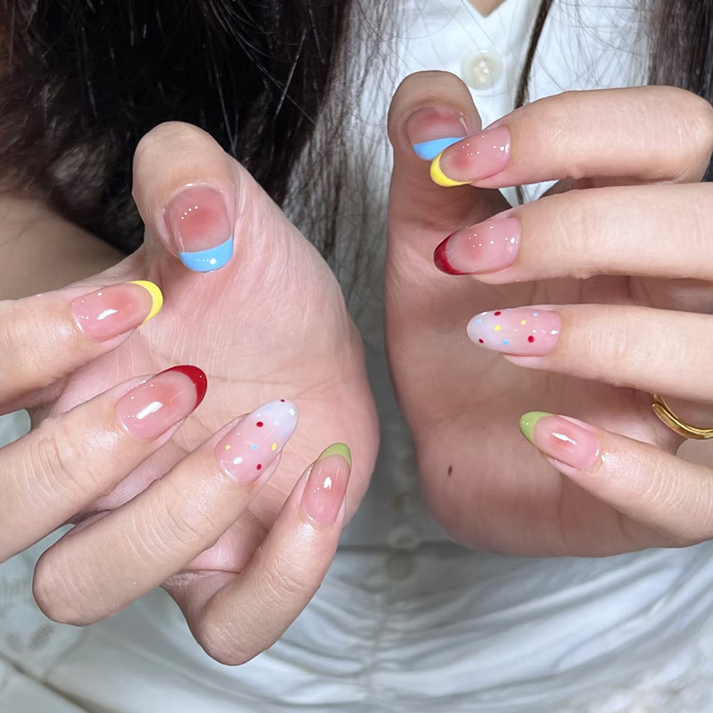 24Pcs Almond False Nails Sets  - Nail Art French 评论和价格