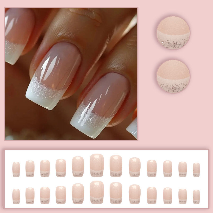 24pcs/set Medium Square fake n - Nail Art French 评论和价格