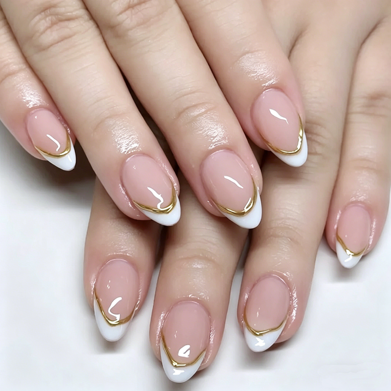French Nude Pink White Edge Al - Nail Art Simple Elegant 评论和价格