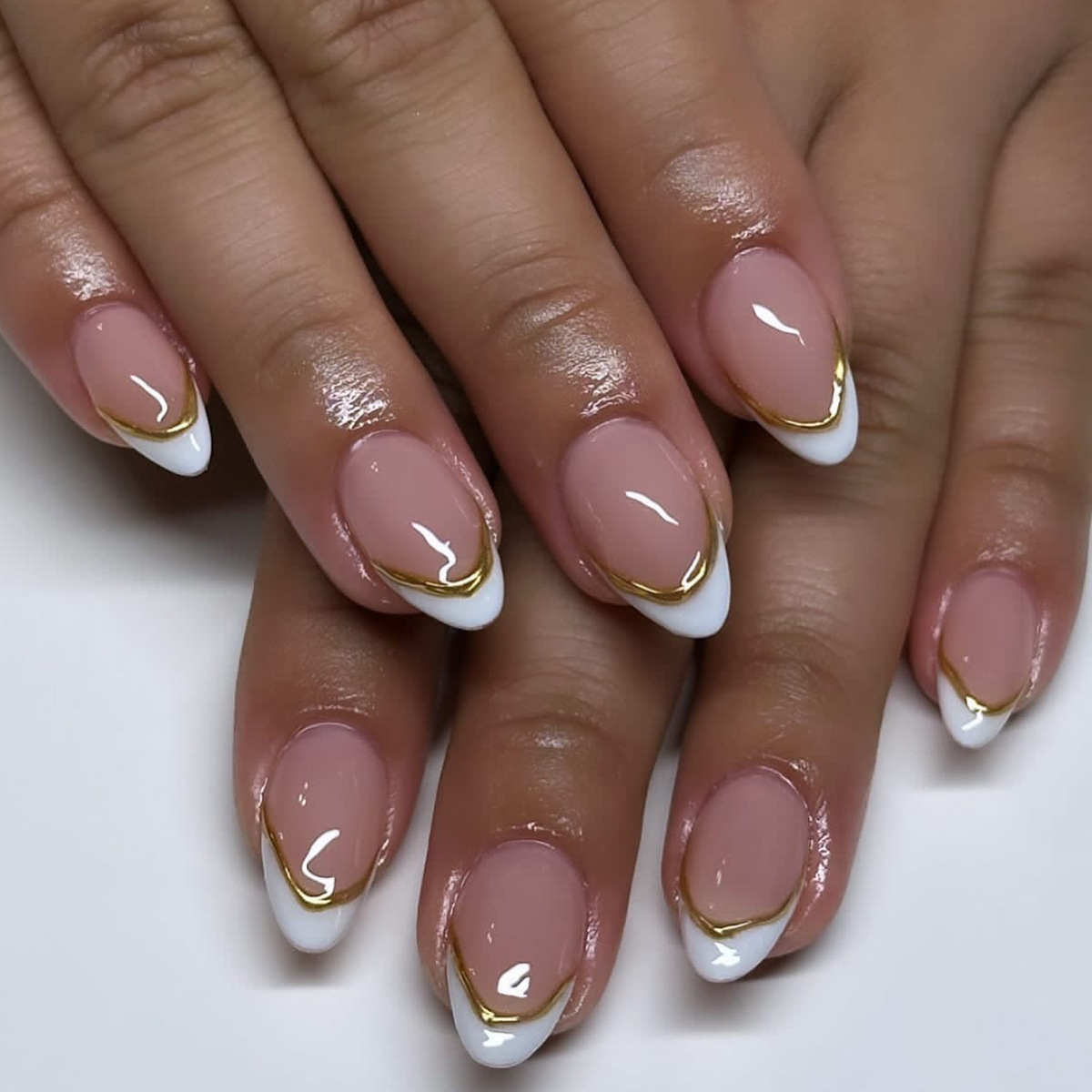 French Nude Pink White Edge Al - Nail Art Simple Elegant 评论和价格