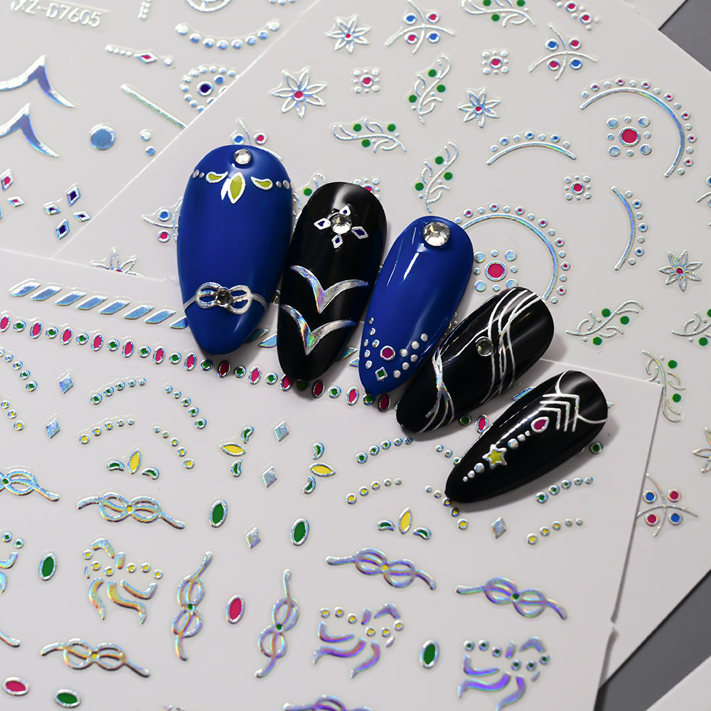 12Pcs 3D Slilver Geometry Line - Nail Art Simple Elegant 评论和价格