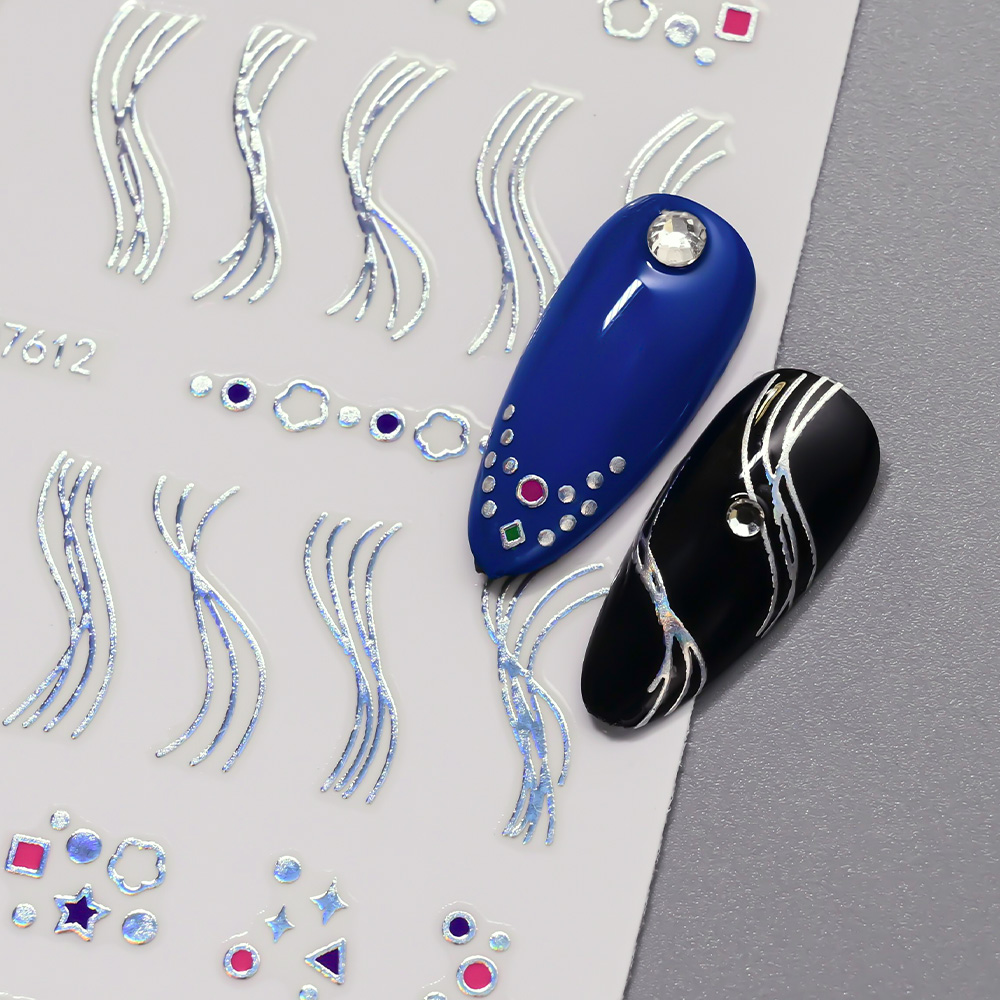 12Pcs 3D Slilver Geometry Line - Nail Art Simple Elegant 评论和价格