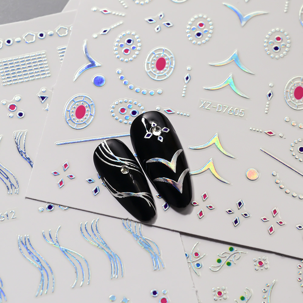 12Pcs 3D Slilver Geometry Line - Nail Art Simple Elegant 评论和价格
