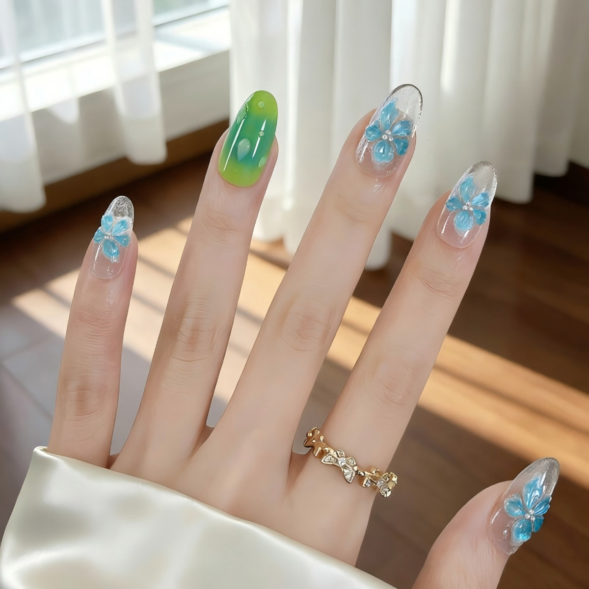 Ice-transparent feel green blu - Nail Art Ice Blue 评论和价格