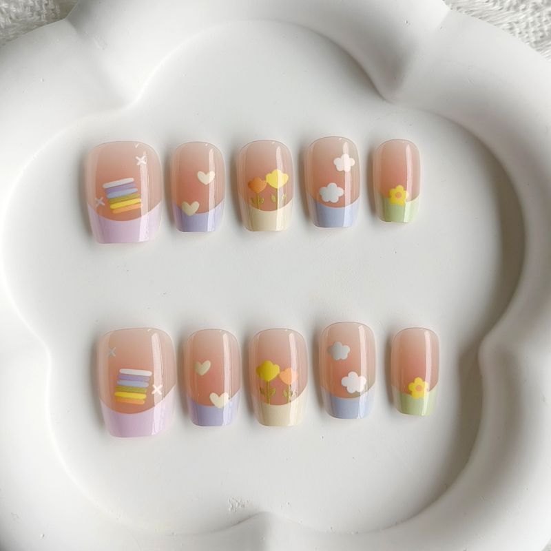 10Pcs Women Spring Fresh and D - Nail Art French 评论和价格