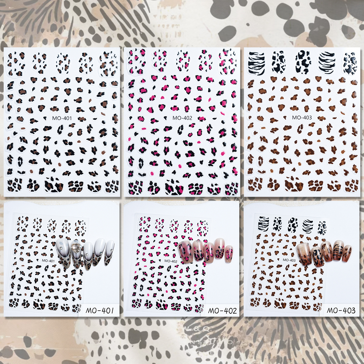 3/6 Sheets Leopard Print Nail  - Nail Art Zebra 评论和价格