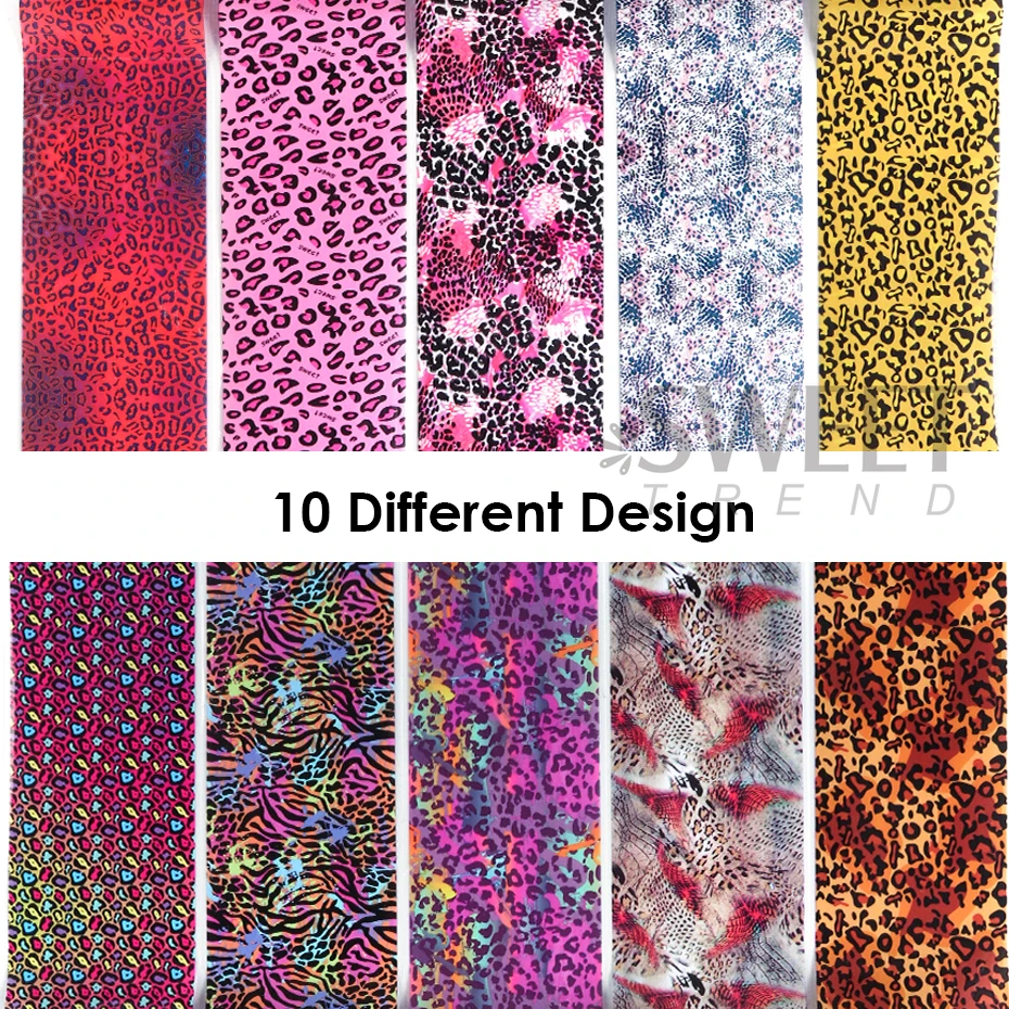 10pcs Colorful Leopard Print N - Nail Art Zebra 评论和价格