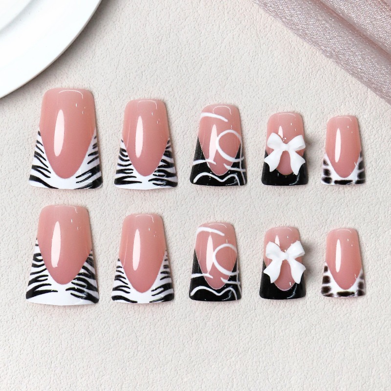 24PCS Simple Black Duckbill Fa - Nail Art Zebra 评论和价格