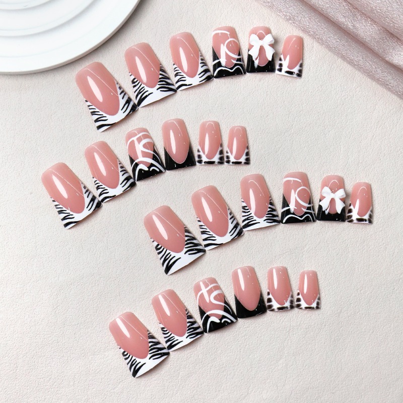24PCS Simple Black Duckbill Fa - Nail Art Zebra 评论和价格