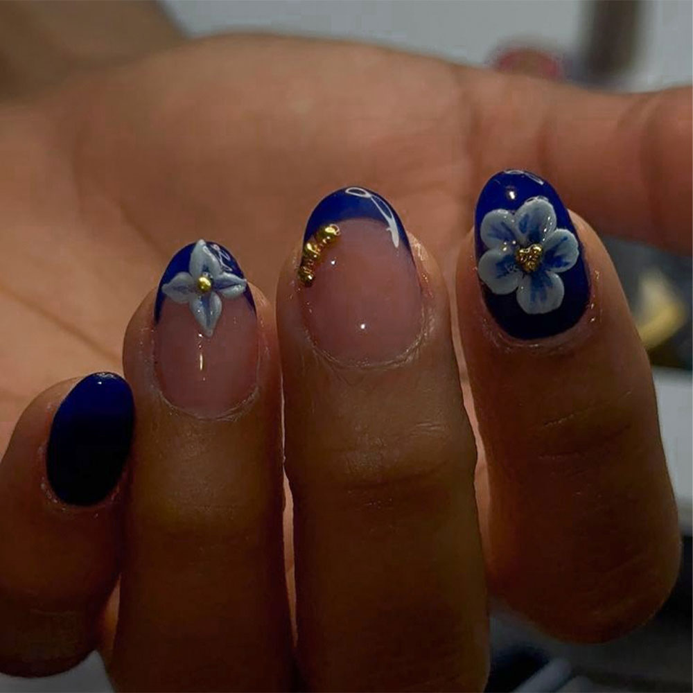24pcs Short Oval 3D Gel Nail S - Nail Art French 评论和价格