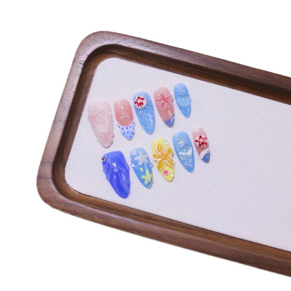 Luxury Almond-Shaped Handmade  - Nail Art Ice Blue 评论和价格