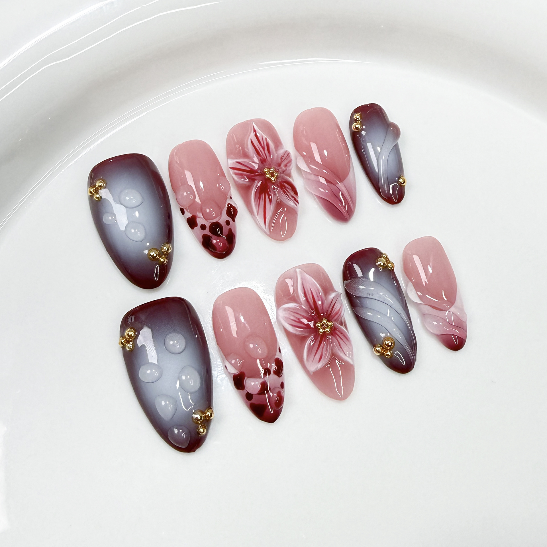 10Pcs Handmade Elegant French  - Nail Art French 评论和价格
