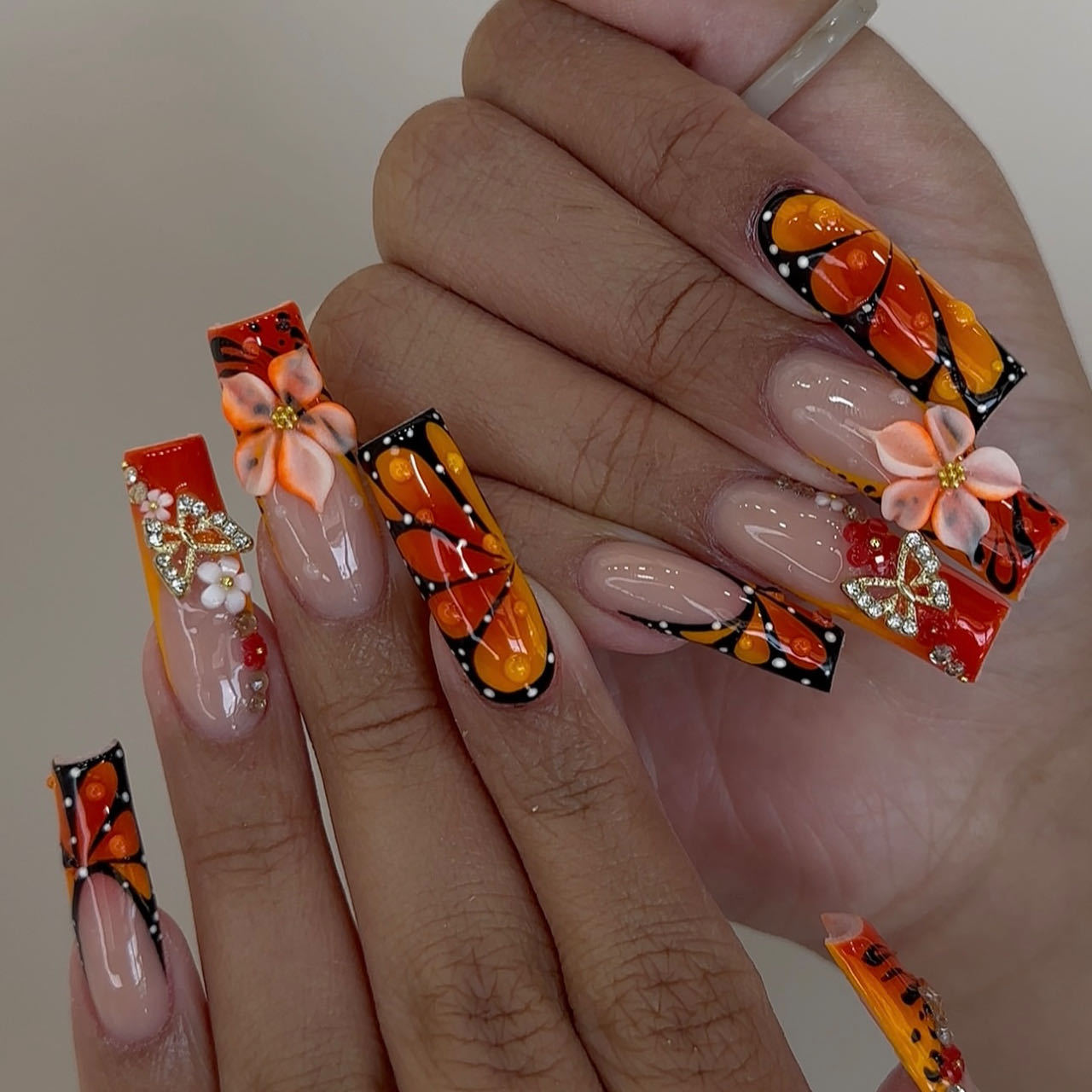 Medium fake nails for women gi - Nail Art Orange 评论和价格