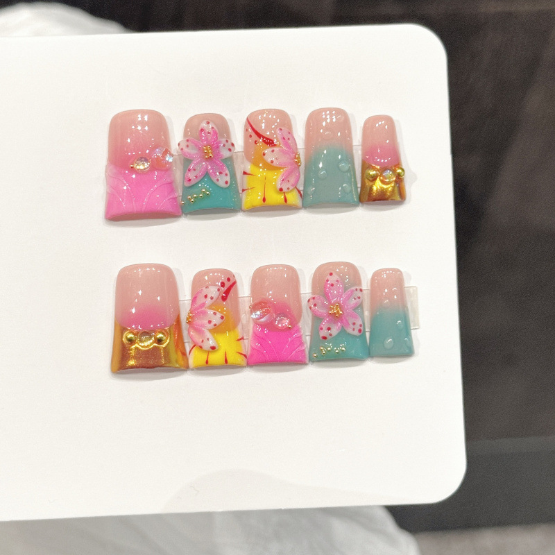 10pcs Ocean Style Fake Nails D - Nail Art French 评论和价格