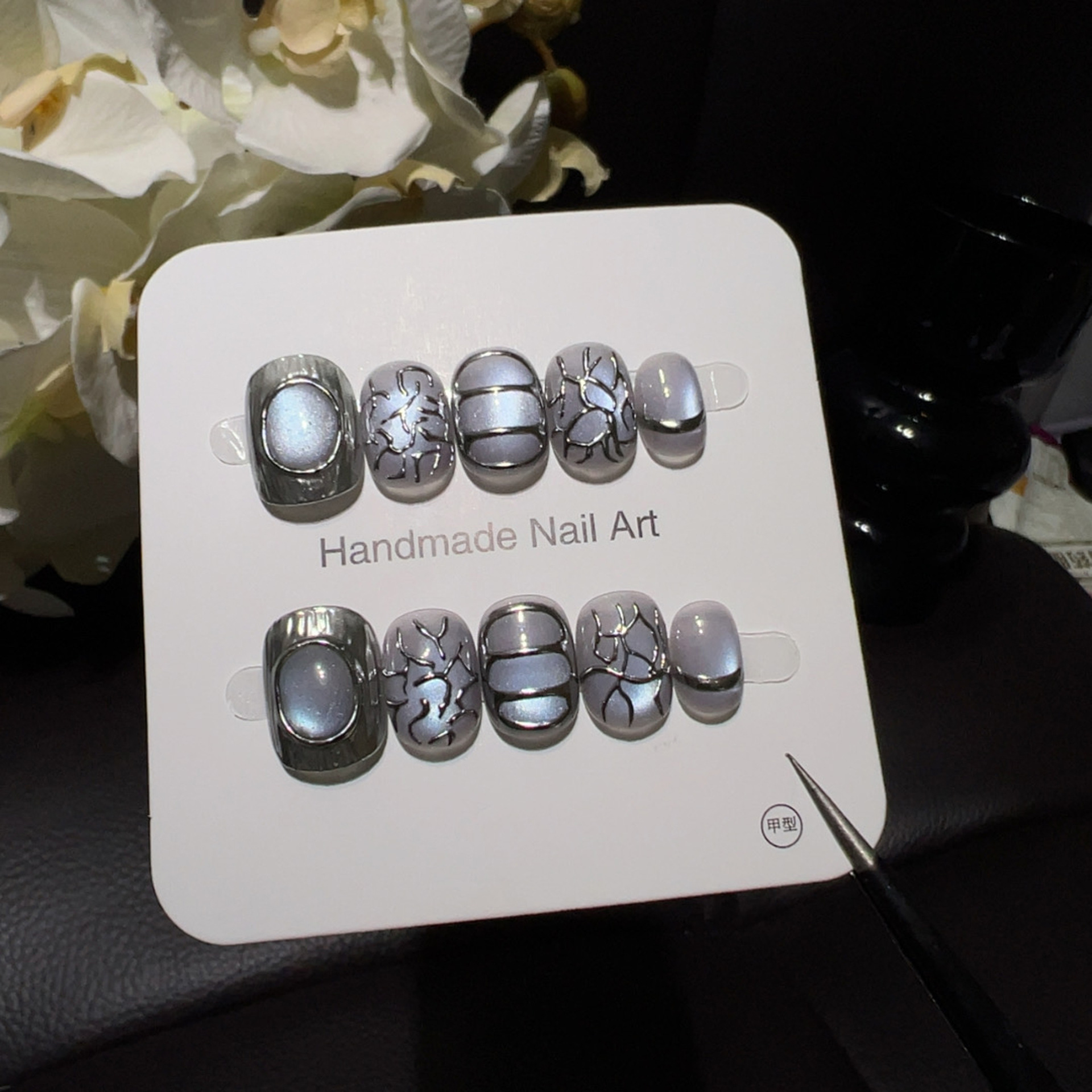 10pcsHandmade Short Round Pres - Nail Art Ice Blue 评论和价格