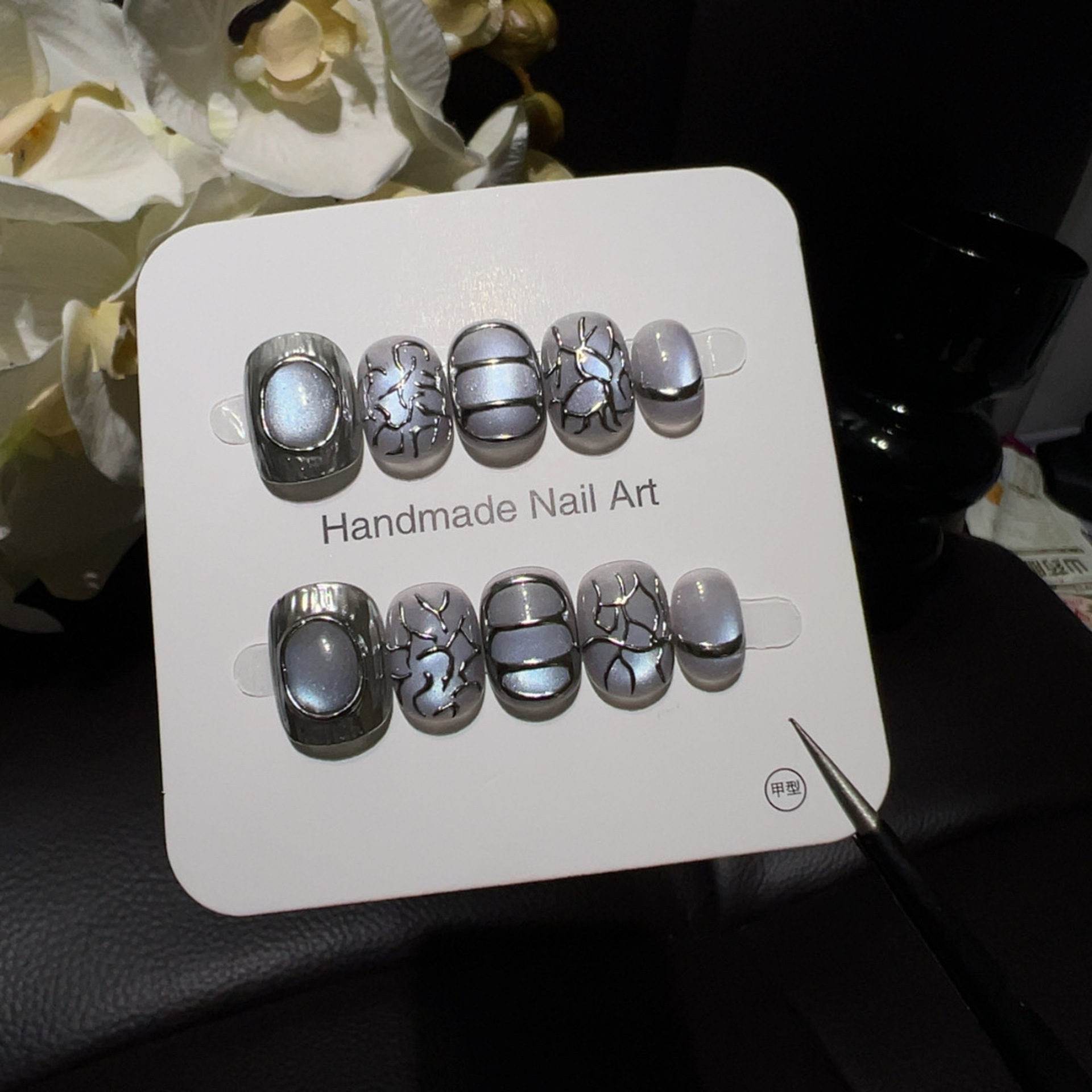 10pcsHandmade Short Round Pres - Nail Art Ice Blue 评论和价格