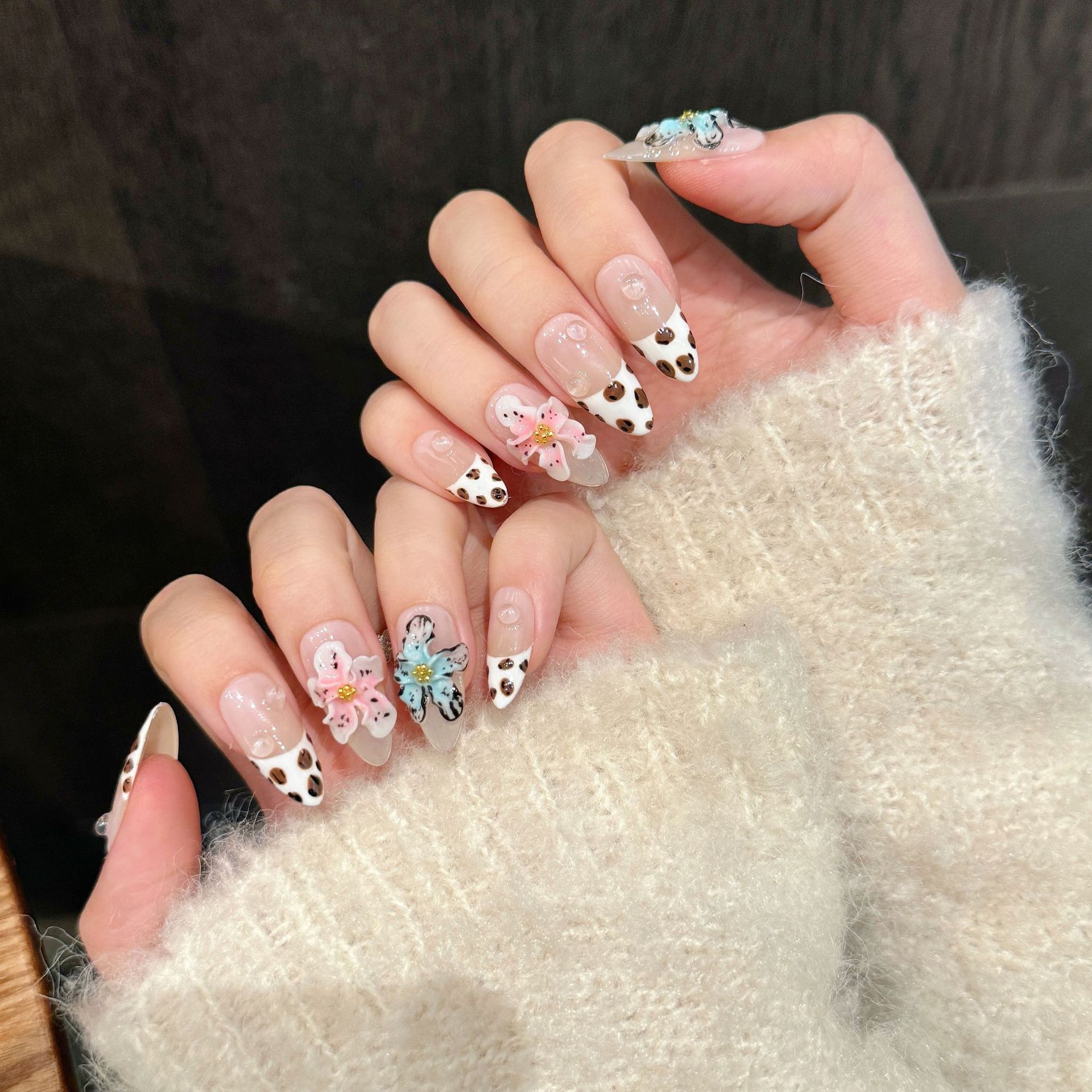 10pcs Glossy Almond Handmade F - Nail Art French 评论和价格
