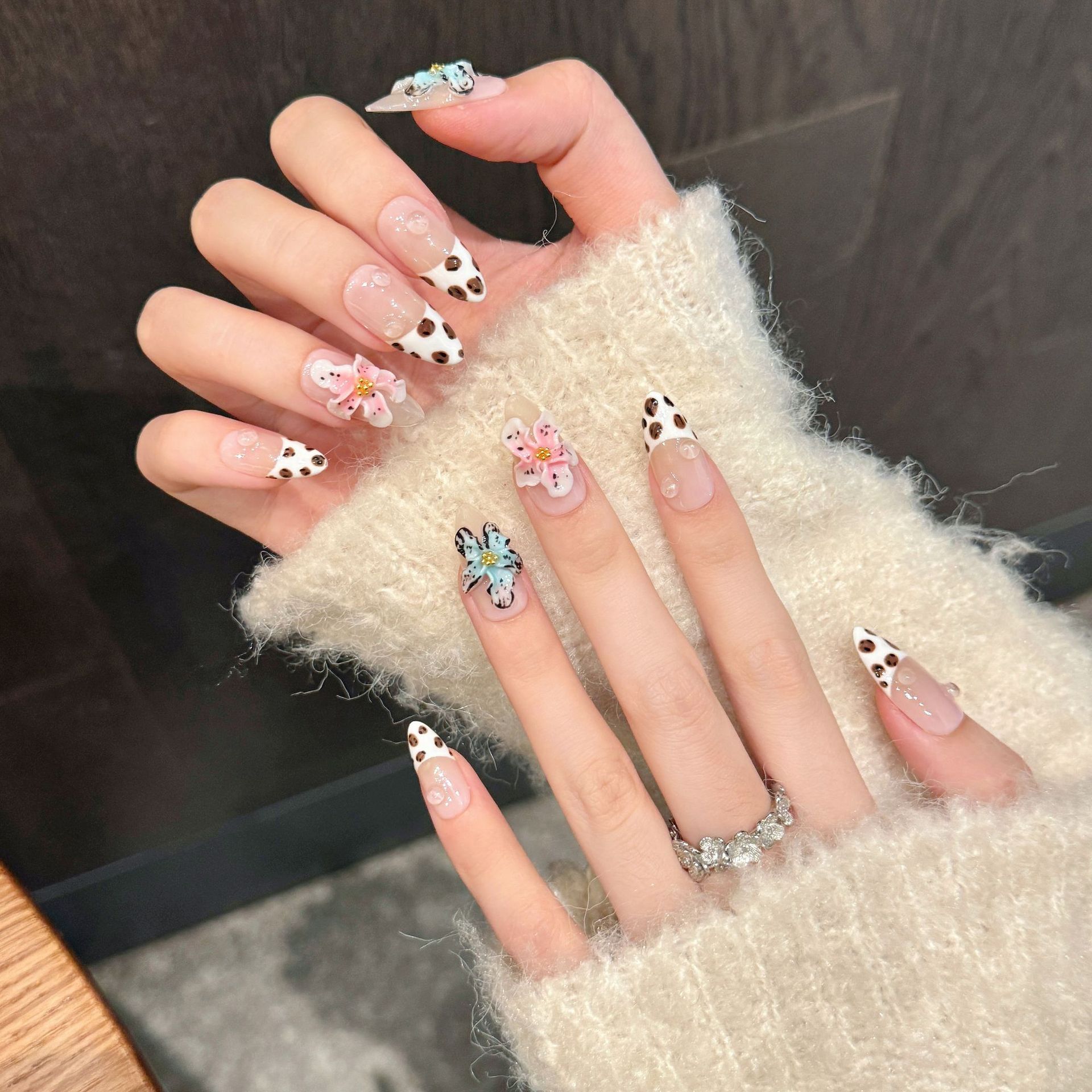 10pcs Glossy Almond Handmade F - Nail Art French 评论和价格
