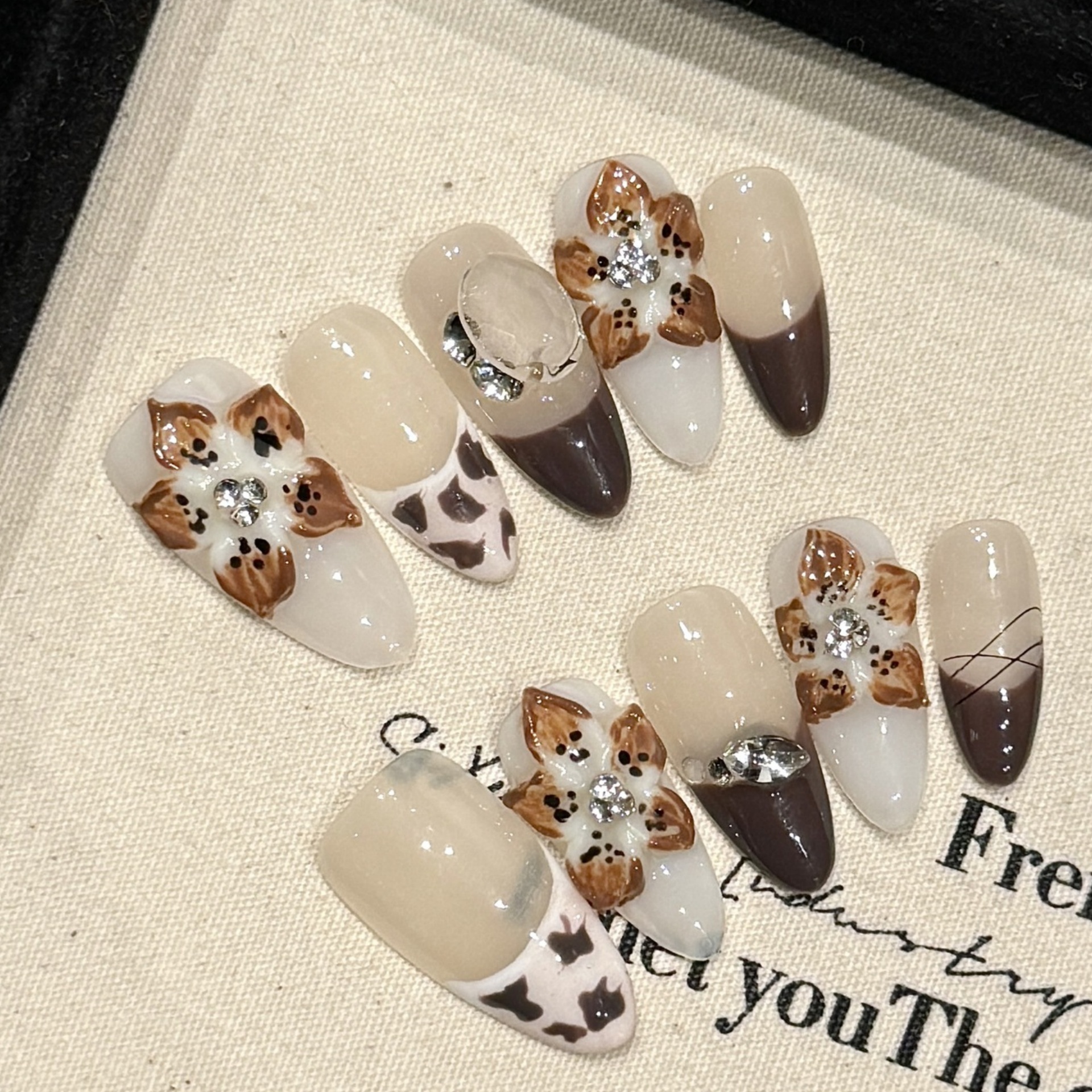 10pcs Glossy Almond Handmade F - Nail Art French 评论和价格