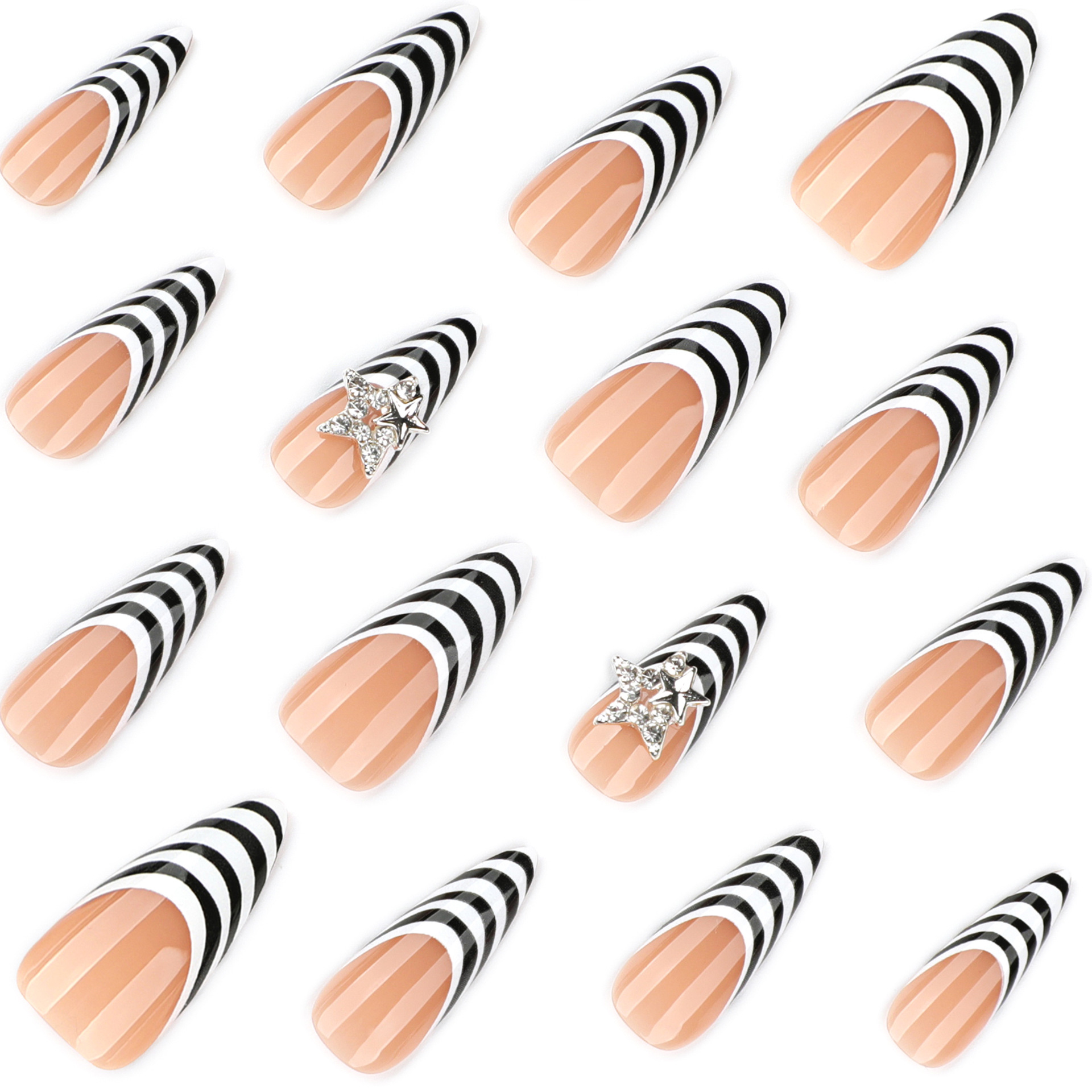 24pcs Black White Zebra Stripe - Nail Art Zebra 评论和价格