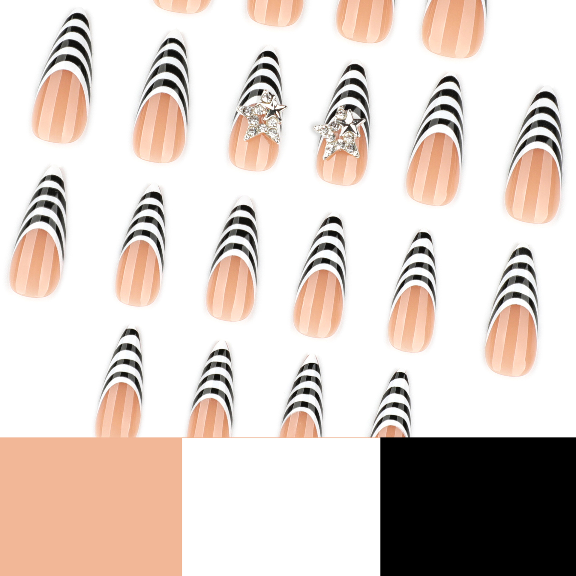 24pcs Black White Zebra Stripe - Nail Art Zebra 评论和价格