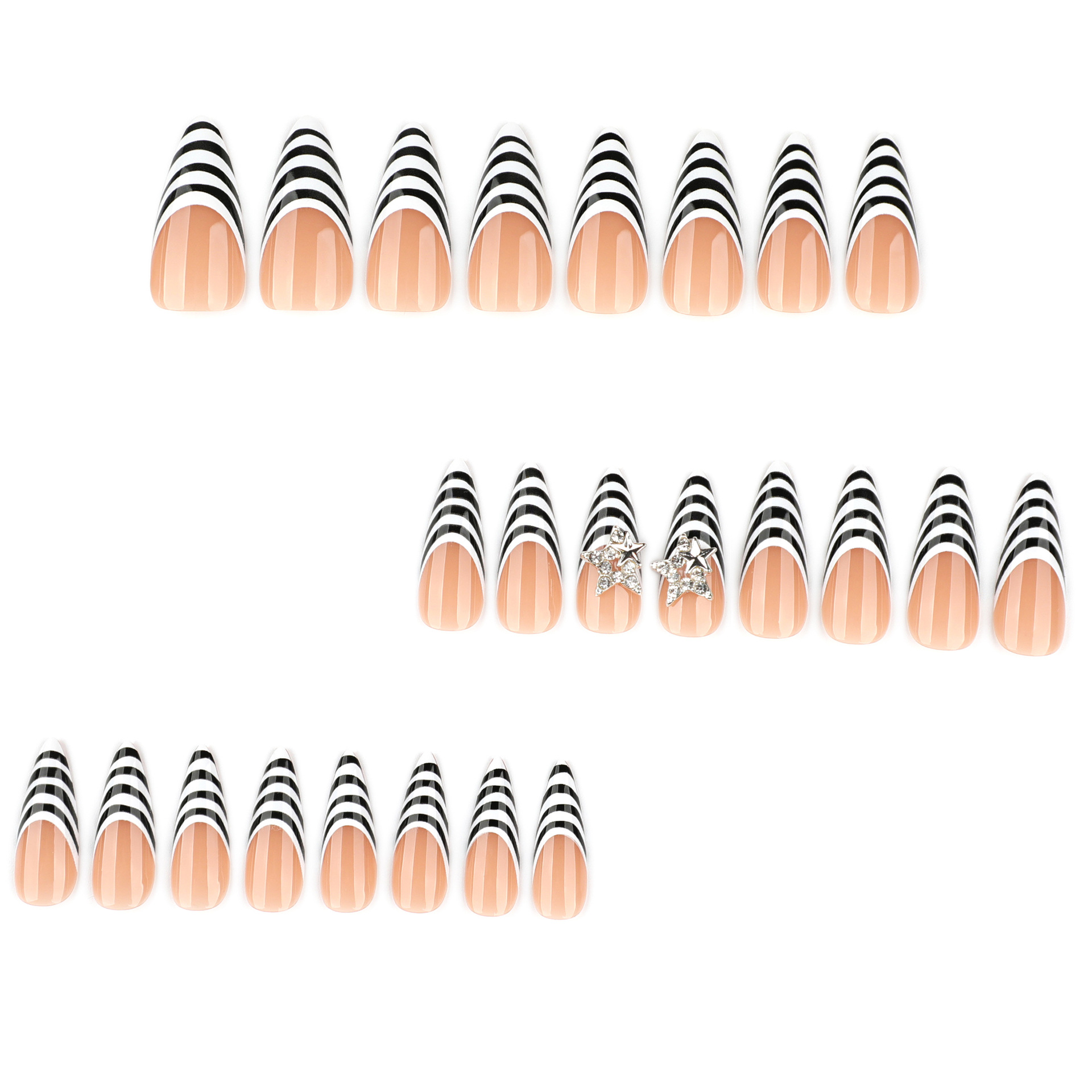 24pcs Black White Zebra Stripe - Nail Art Zebra 评论和价格