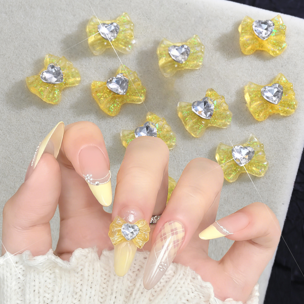 10Pcs/Lot 3D Glitter Bowknot N - Nail Art Lotso 评论和价格