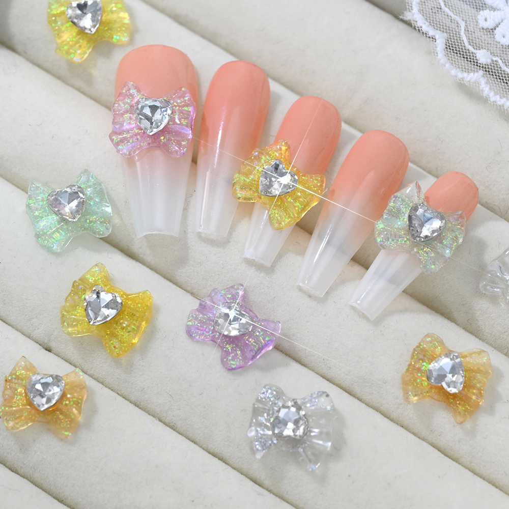 10Pcs/Lot 3D Glitter Bowknot N - Nail Art Lotso 评论和价格