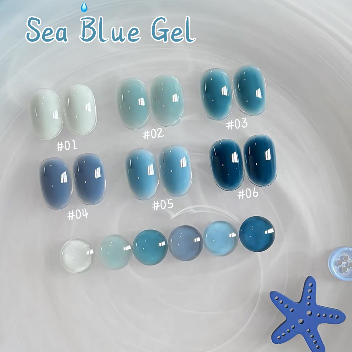 1-10pcs WS Ice Transparent Blu - Nail Art Ice Blue 评论和价格