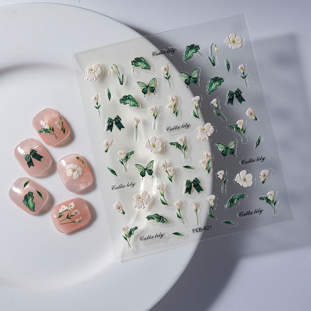 1PCS 5D Flower Stickers Retro  - Nail Art Simple Elegant 评论和价格