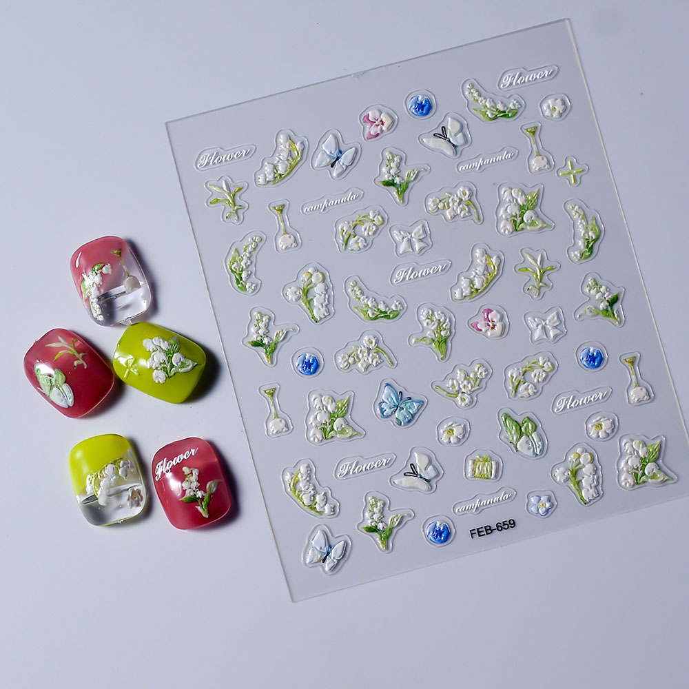 1PCS 5D Flower Stickers Retro  - Nail Art Simple Elegant 评论和价格