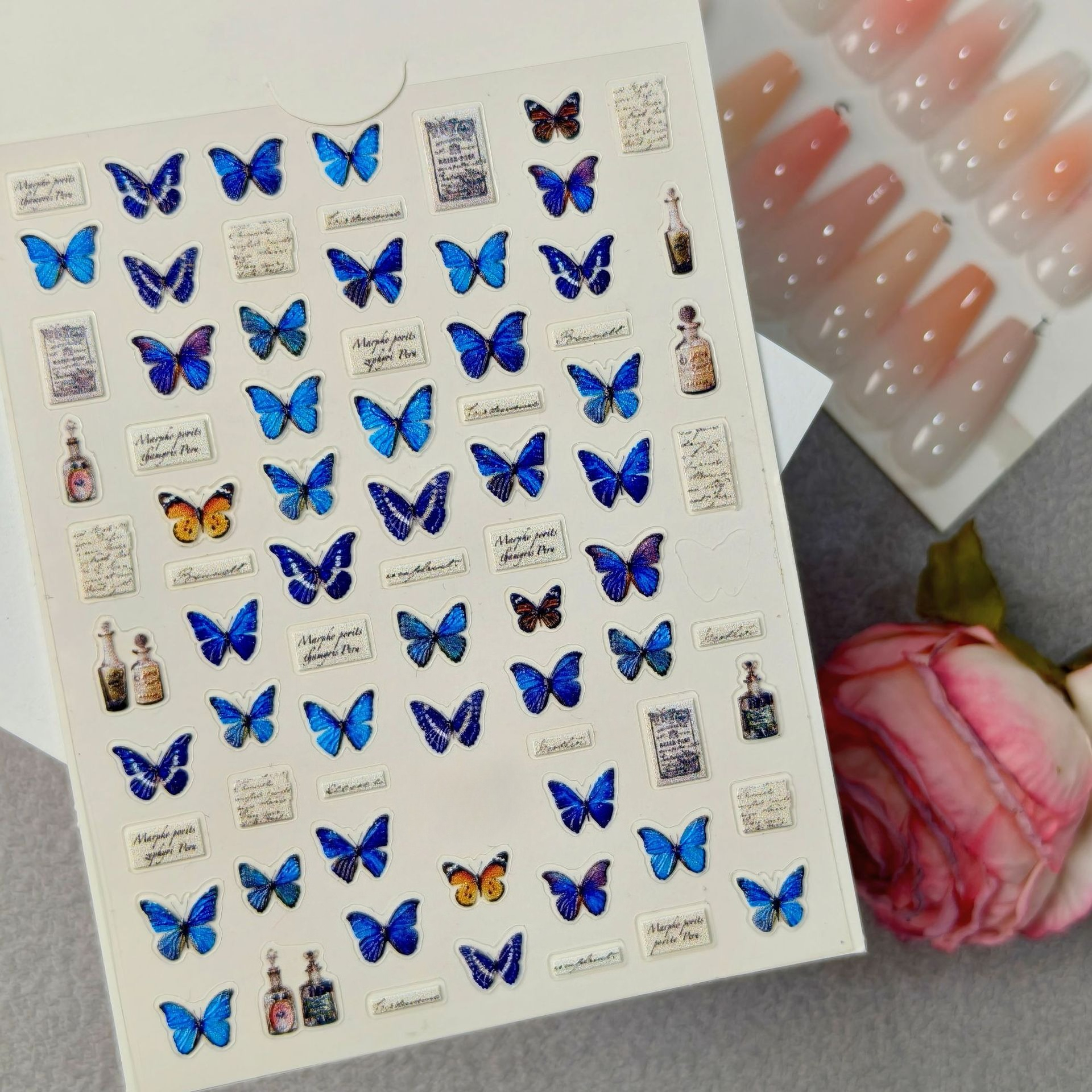 1 Set 5D Embossed Butterfly Na - Nail Art Ice Blue 评论和价格