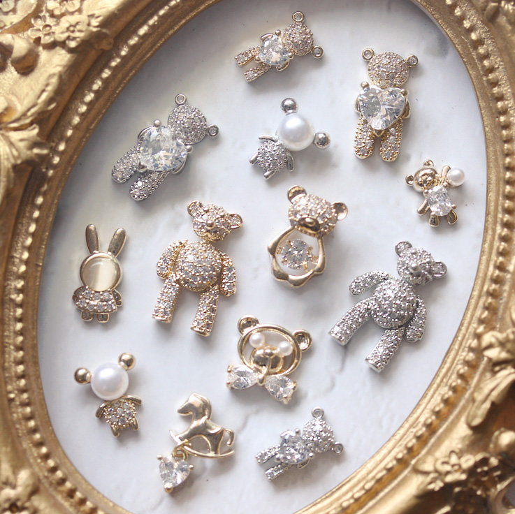 10pcs Heart Bear Rabbit Pendan - Nail Art Lotso 评论和价格