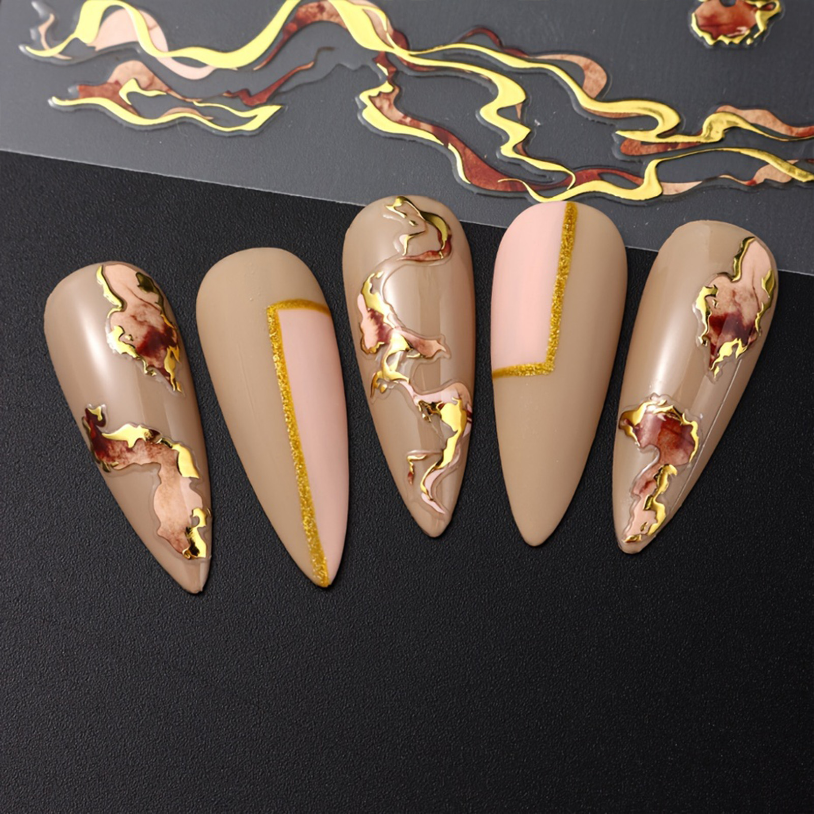 6 Sheets/set Marble Nail Stick - Nail Art Simple Elegant 评论和价格