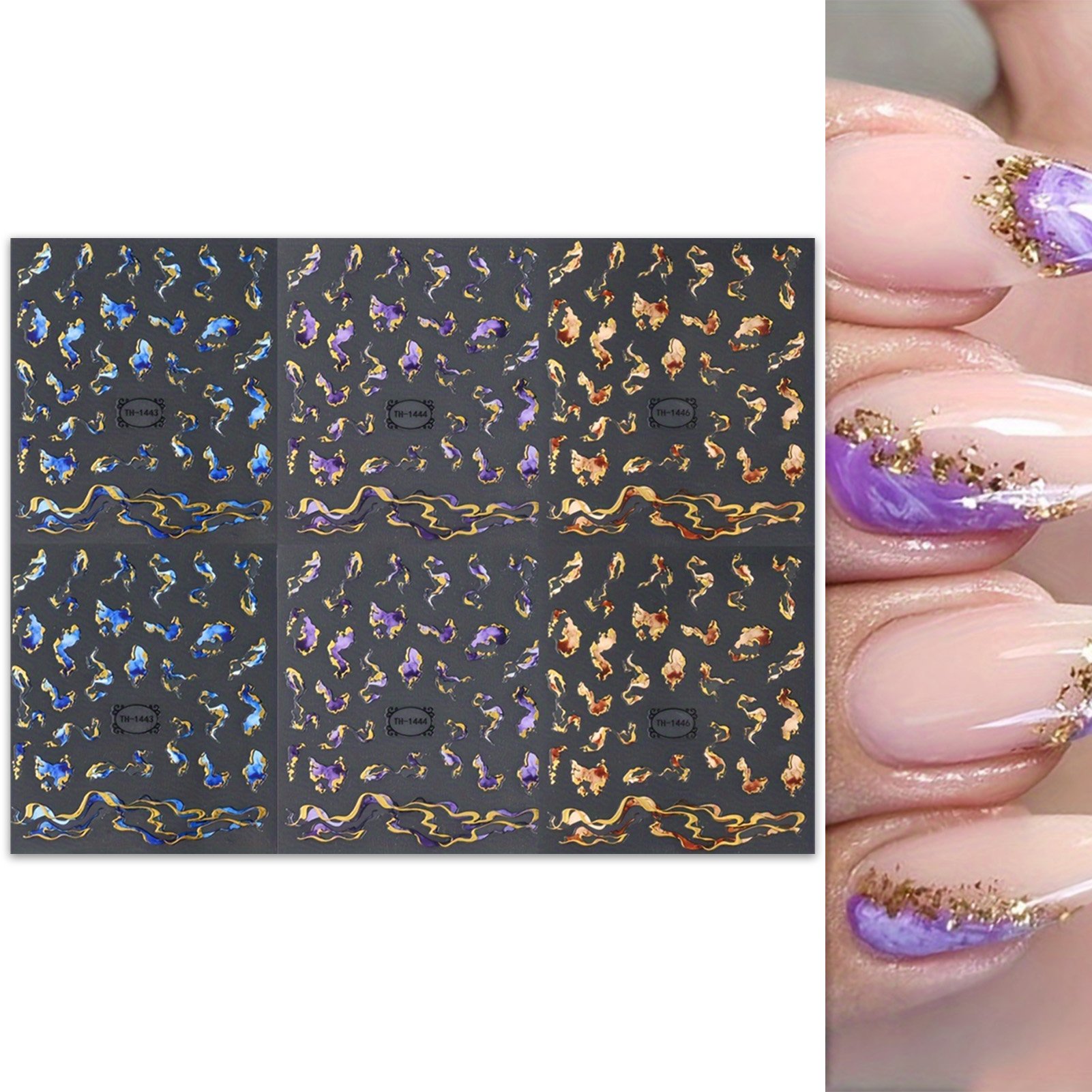6 Sheets/set Marble Nail Stick - Nail Art Simple Elegant 评论和价格