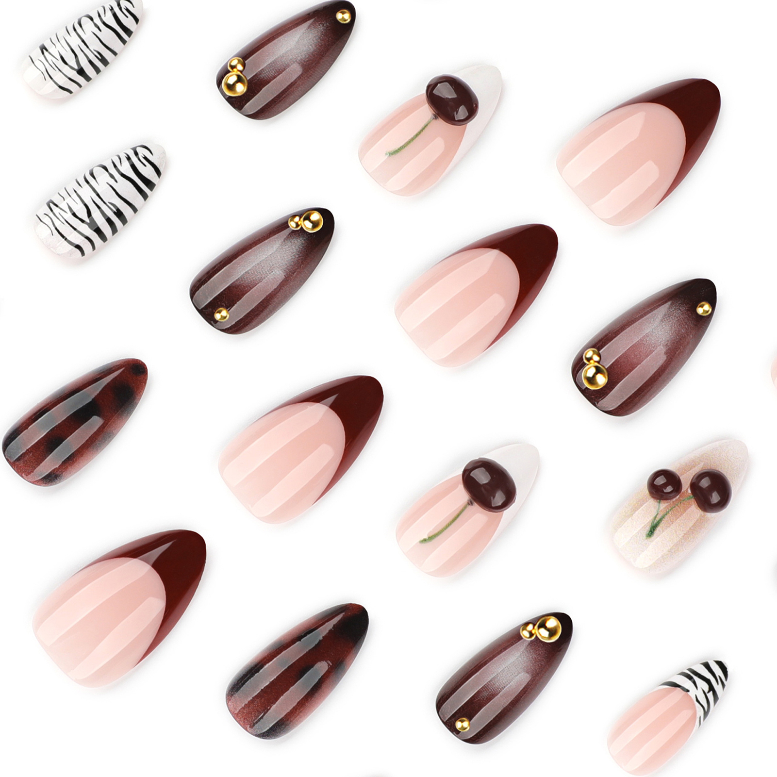 24pcs Press on Nails Black Whi - Nail Art Zebra 评论和价格