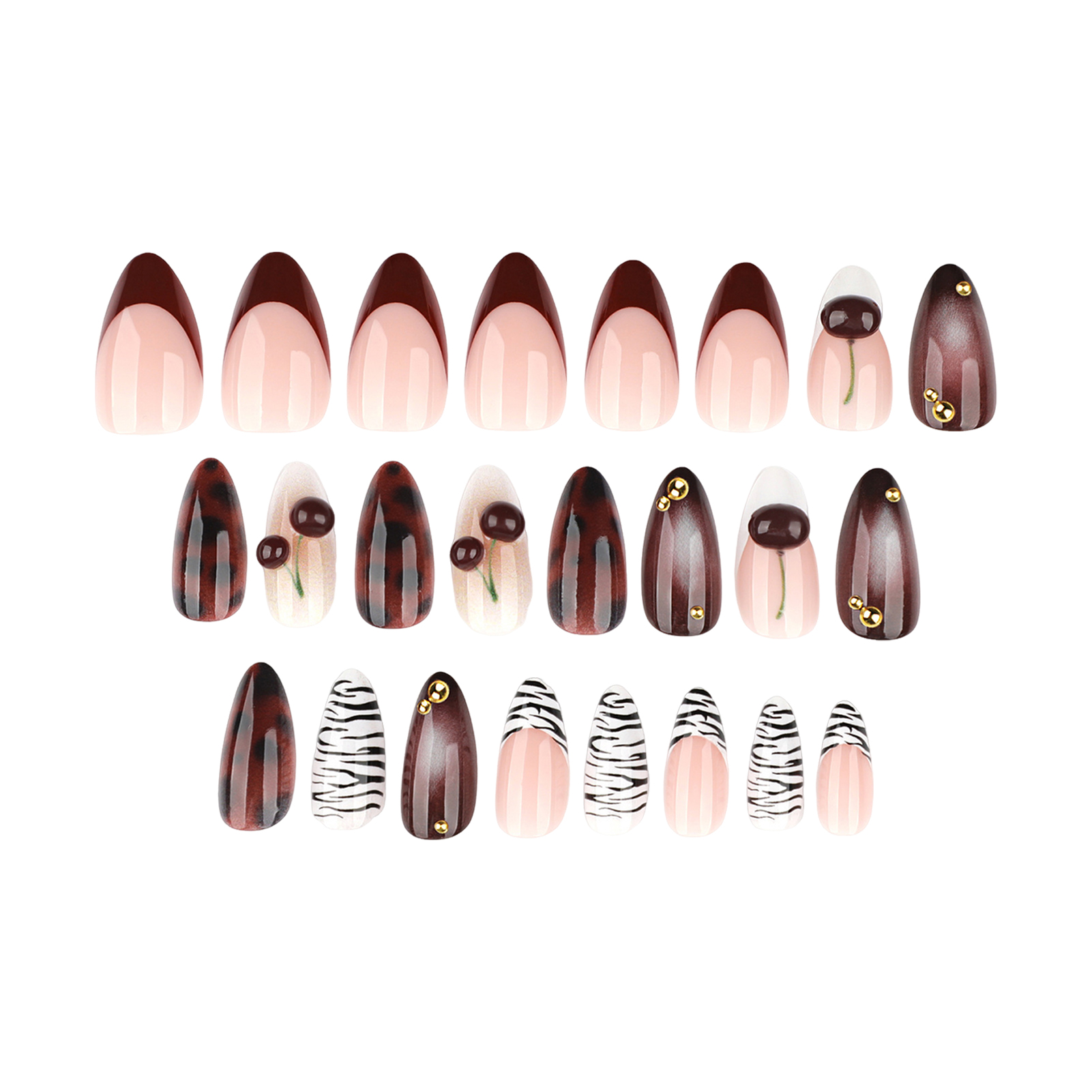 24pcs Press on Nails Black Whi - Nail Art Zebra 评论和价格