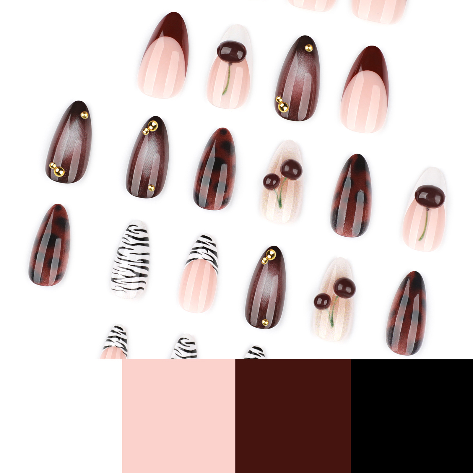 24pcs Press on Nails Black Whi - Nail Art Zebra 评论和价格